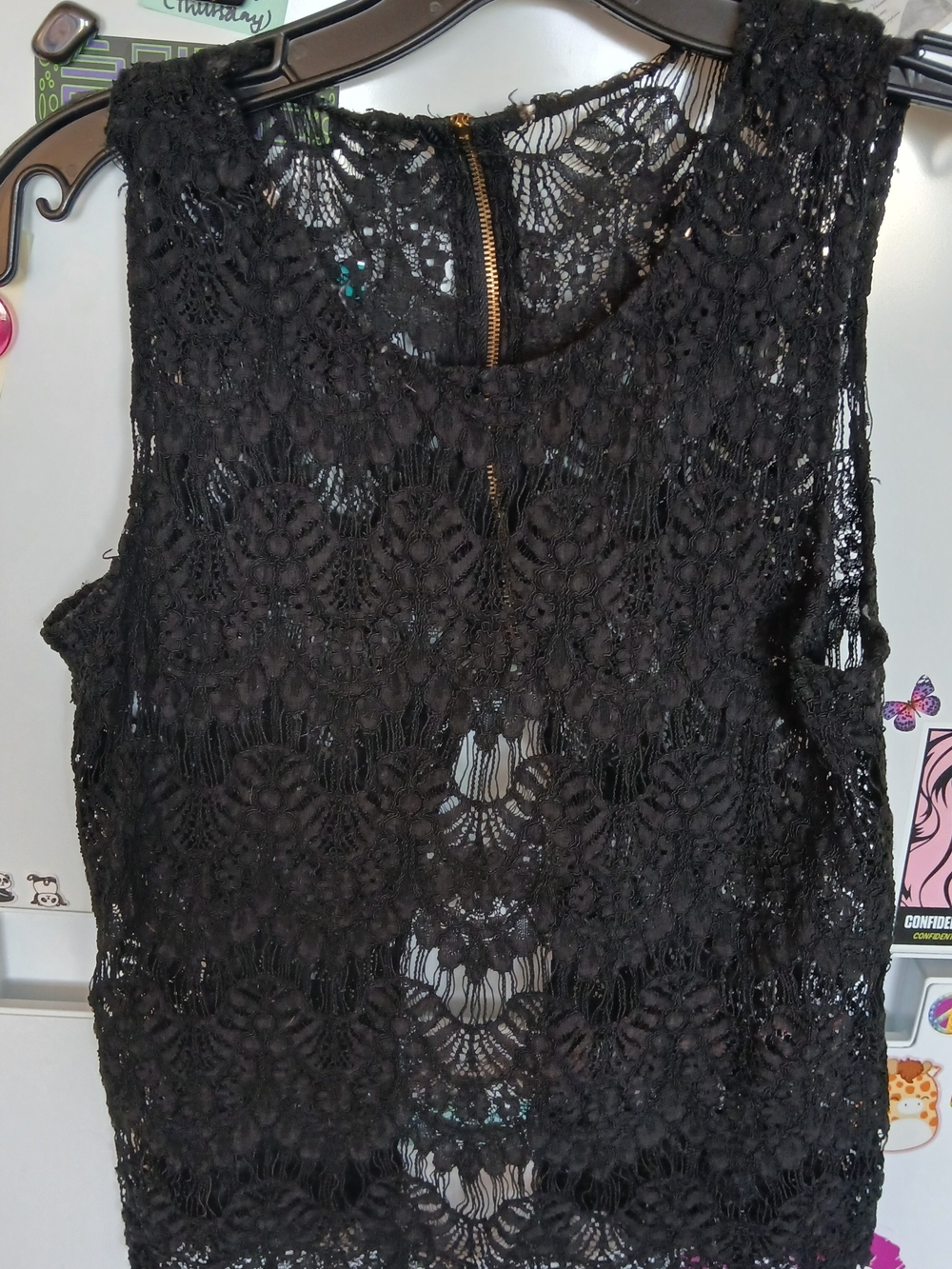 Anthropologie Black Lace Crochet Tank Top